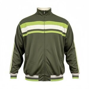 Vintage‎ Delf Collection Hip Hop Track Jacket Green Lime Stripe Zip Front 3XL